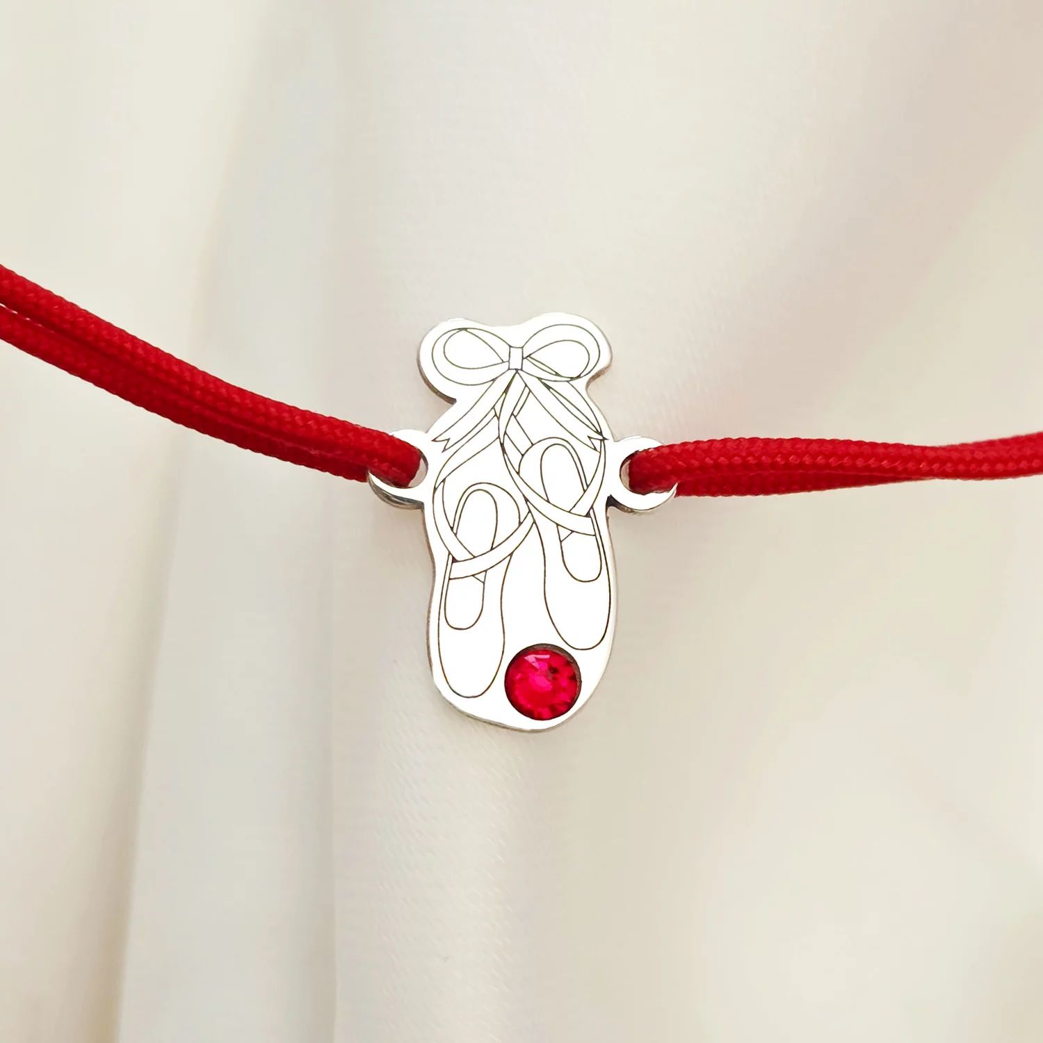 Bratara Papucii Balerinei - Poante - Argint 925, cristal Swarovski si snur reglabil