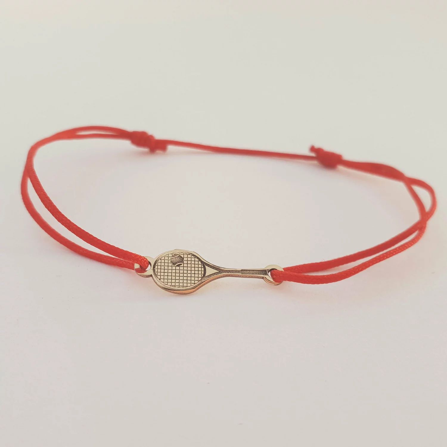 Bratara Racheta de Tenis - Aur Galben 14k - snur reglabil