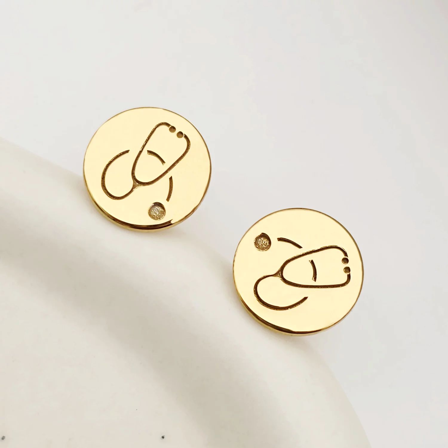 Cercei Stetoscop - Argint 925 placat cu Aur 18 K, surub