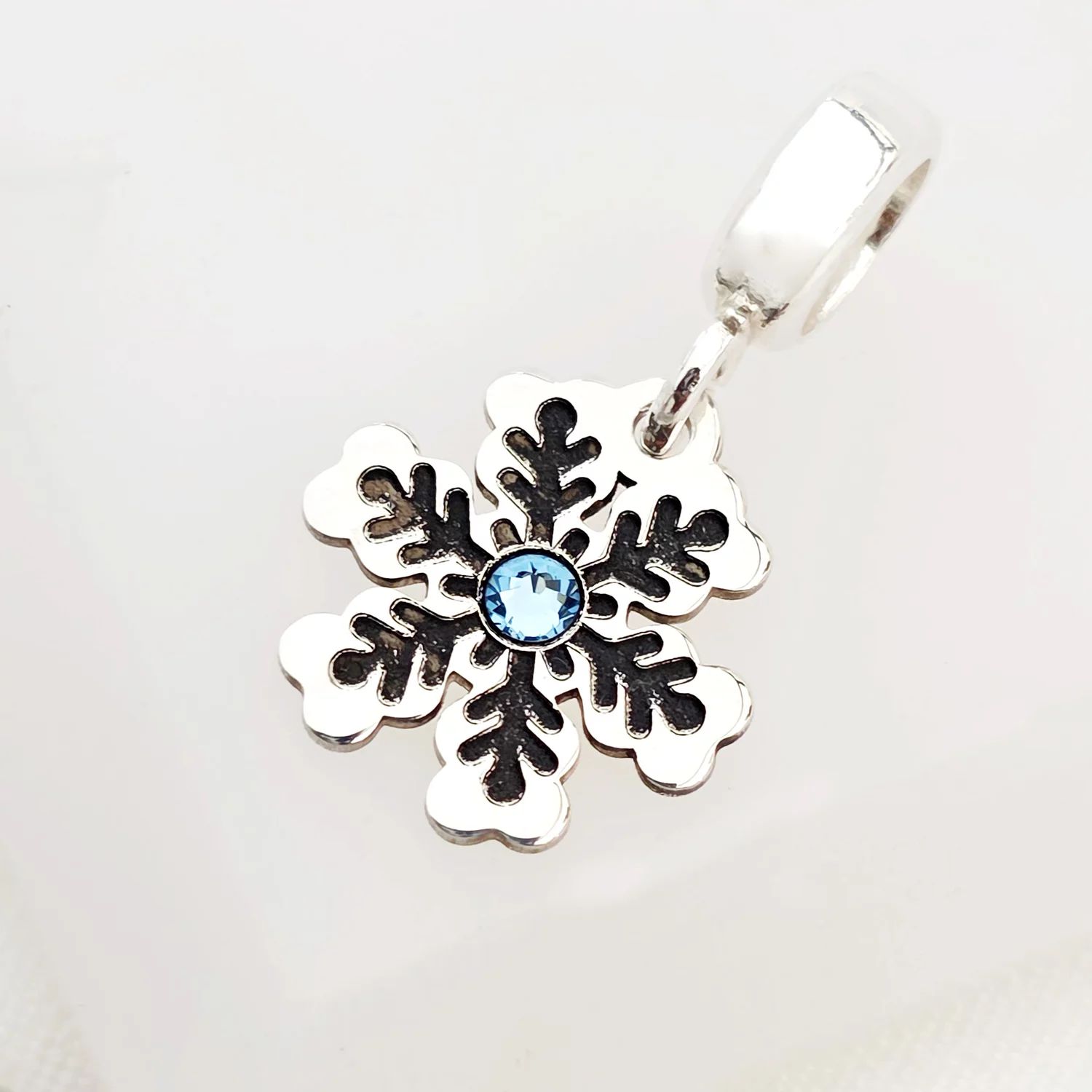 Charm personalizat Craciun - Fulg de zapada - Argint 925 - cristal Swarovski