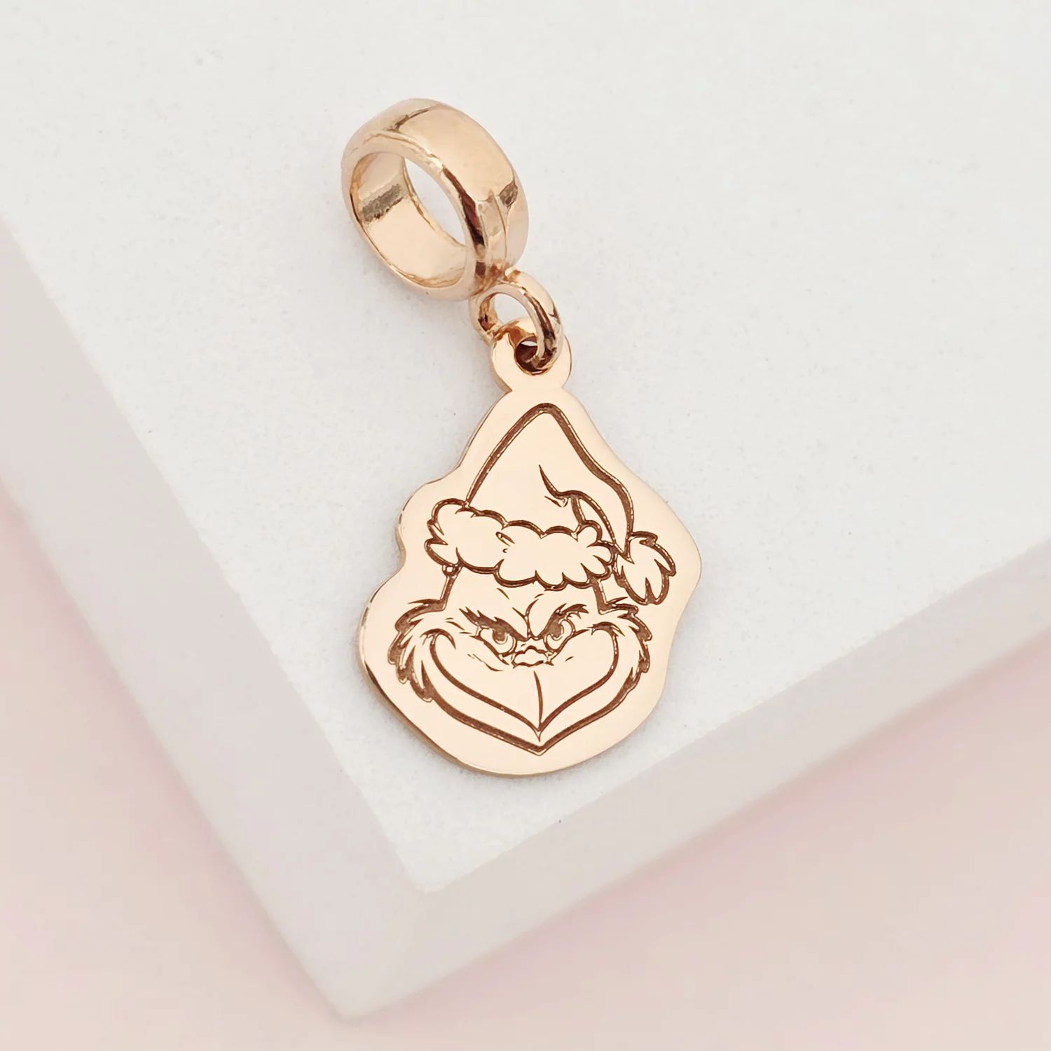 Charm personalizat Craciun - Grinch - Argint 925 placat cu Aur roz 18K