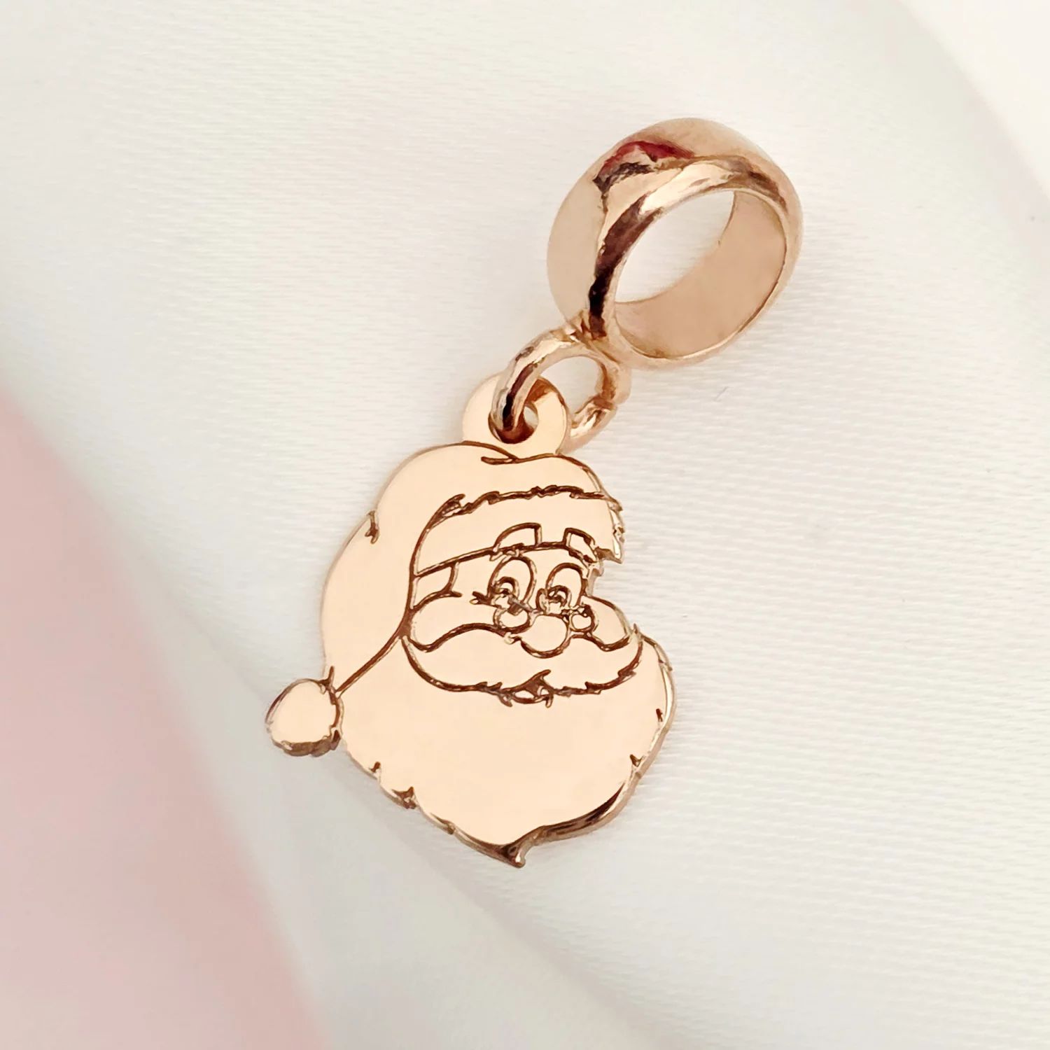 Charm personalizat Craciun - Mos Craciun - Argint 925 placat cu Aur roz 18K