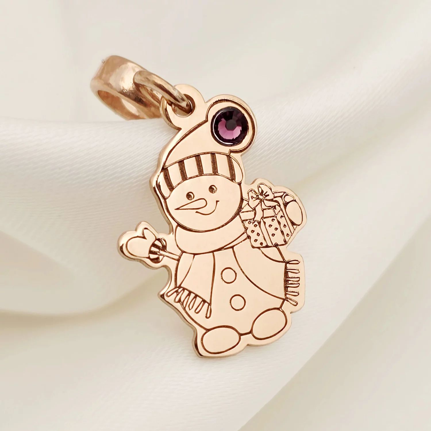 Charm personalizat Craciun - Om de zapada - Argint 925 placat cu Aur roz 18K - cristal Swarovski