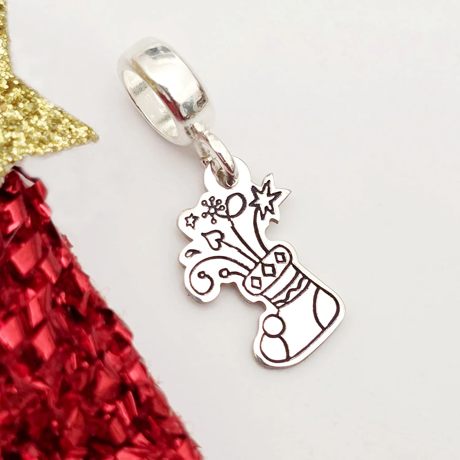Charm personalizat Craciun - Soseta - Argint 925