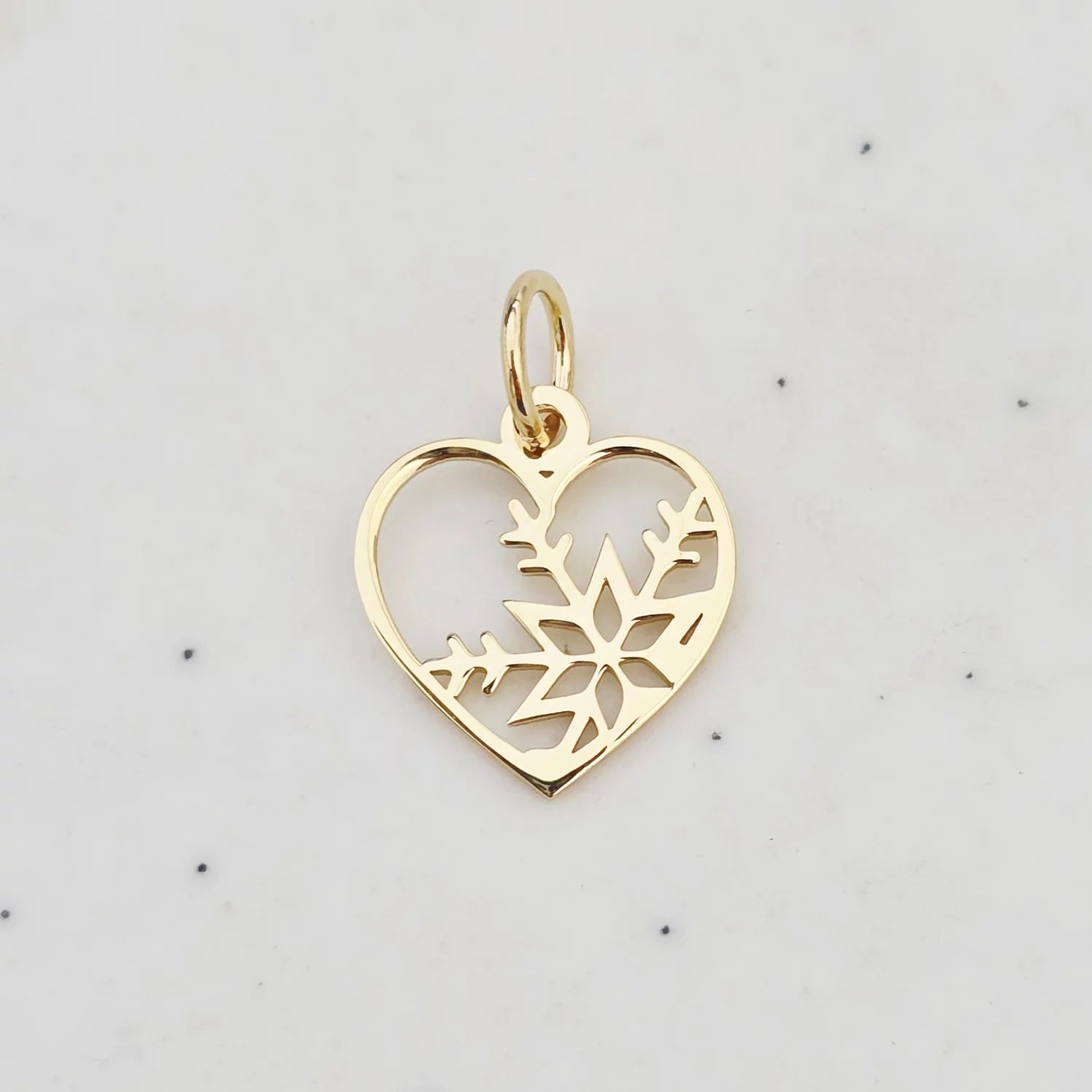 ELM Charm - Inima cu fulg de nea - Argint 925 placat cu Aur Galben 18K