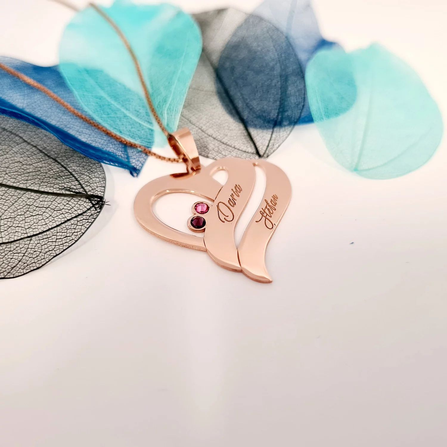 Lantisor Iubire Pura - Argint 925 placat cu Aur roz 18k si cristale Swarovski
