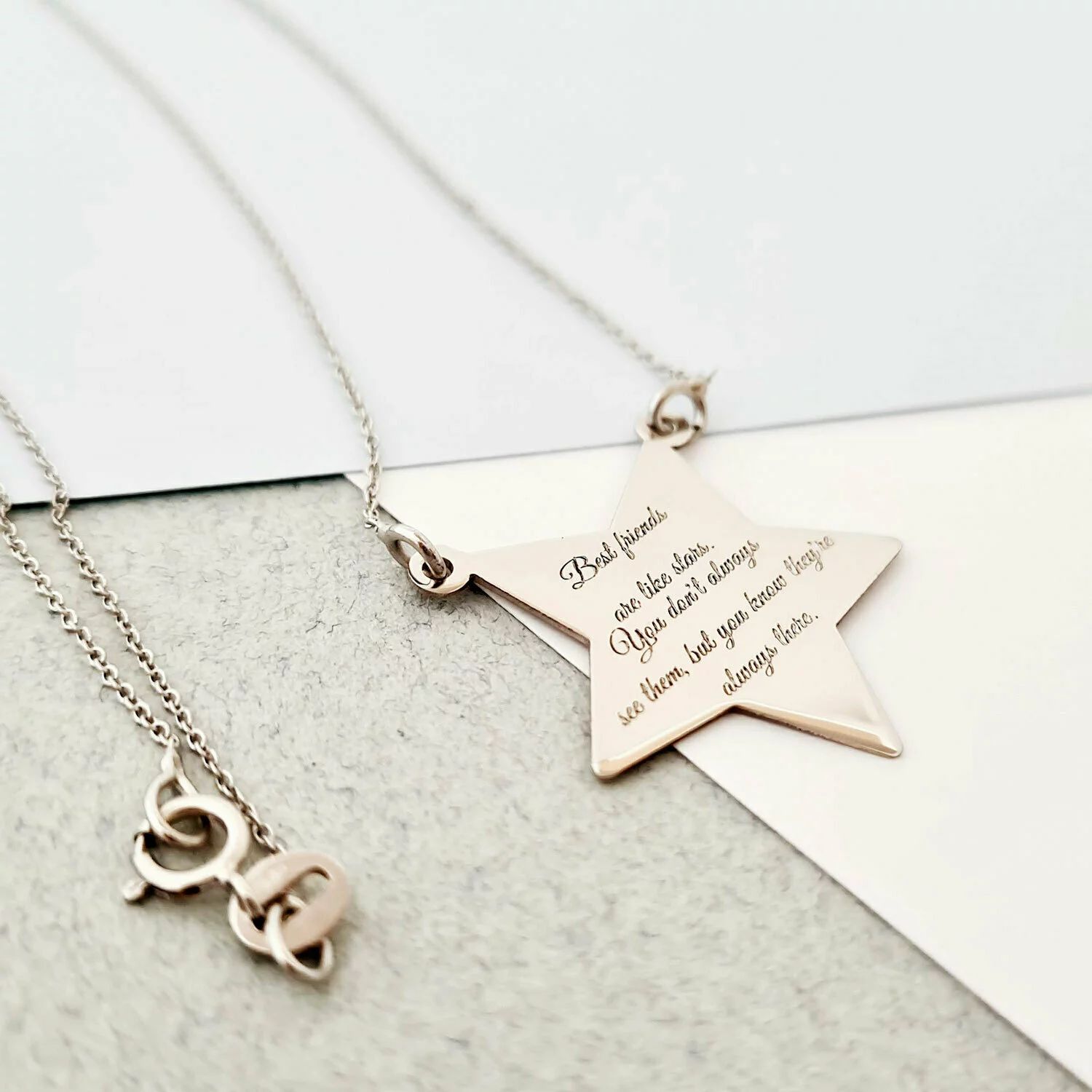 Lantisor personalizat - Stea - Aur Alb 14K