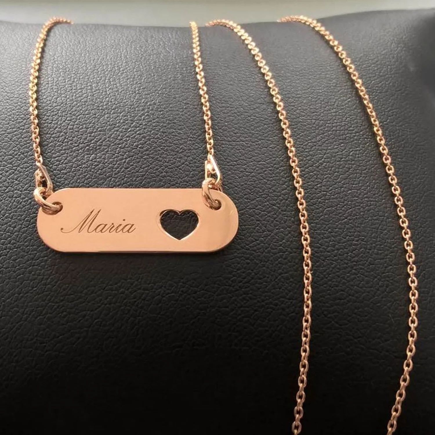 Lantisor Placuta cu nume gravat - Argint 925 placat cu Aur Roz18K