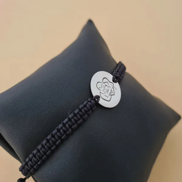 Bratara banut personalizata -  Proaspeti parinti - Argint 925, snur  impletit