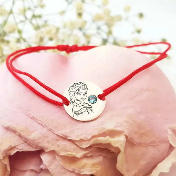 Bratara personaj - Elsa - banut de 12 mm - Argint 925 - cristal Swarovski - snur reglabil