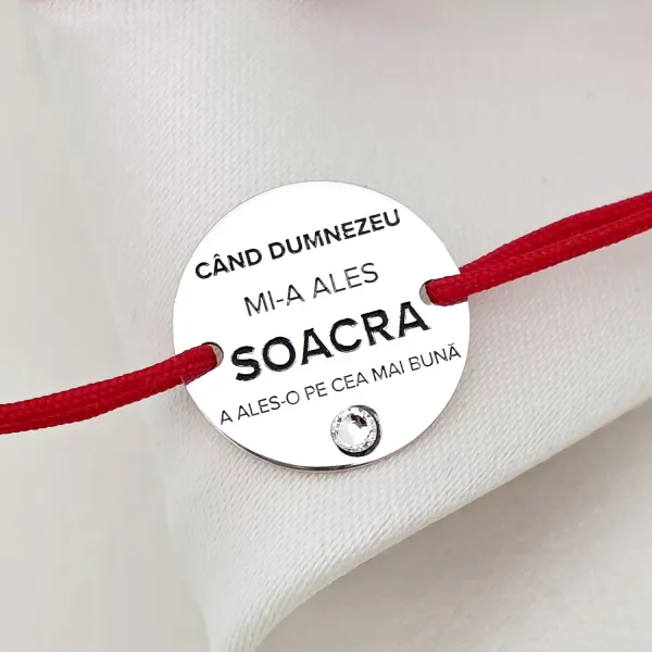 Bratara Soacra - Aleasa de Dumnezeu - Argint 925 si Cristal Swarovski  - Snur reglabil
