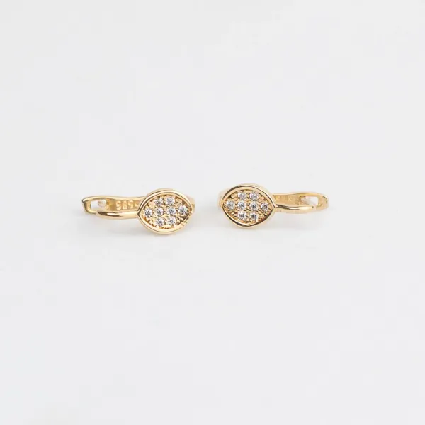 Cercei copii/bebe - Model Happy Life - Aur Galben 14K - Cubic Zirconia - Inchizatoare sigura cu tortita