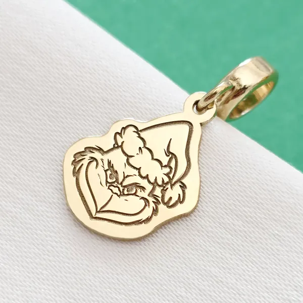 Charm personalizat Craciun - Grinch - Argint 925 placat cu Aur galben 18K
