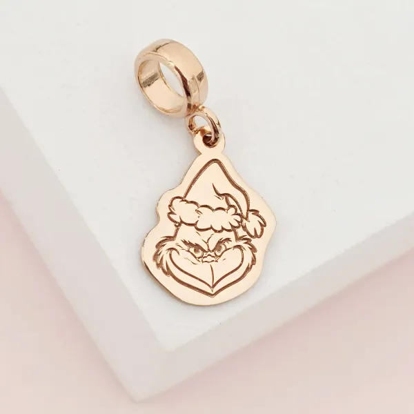 Charm personalizat Craciun - Grinch - Argint 925 placat cu Aur roz 18K