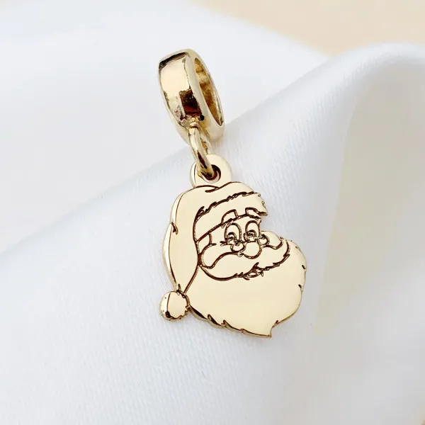 Charm personalizat Craciun - Mos Craciun - Argint 925 placat cu Aur galben 18K