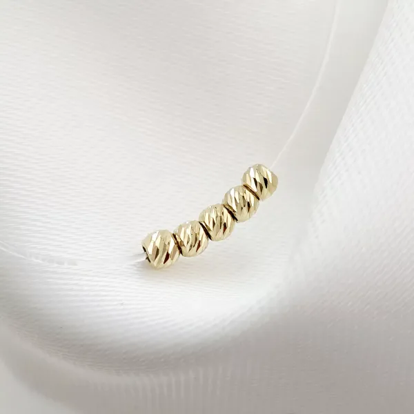 Choker cu 5 bilute de 2 mm - Aur Galben 14K - Lant silicon cu inchizatoare carabina