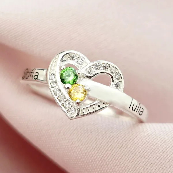 Inel Due Amori - 2 nume si Cristale Zirconia - Argint 925