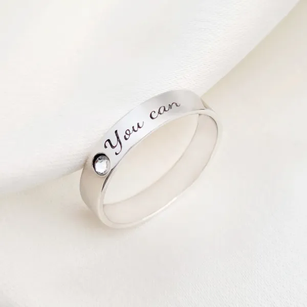 Inel fix - Personalizat cu nume si cristal Swarovski -  Argint 925