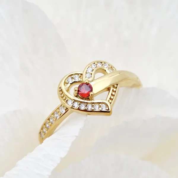 Inel Un Amore - 1 nume si Cristale Zirconia - Argint 925 placat cu Aur Galben 18K