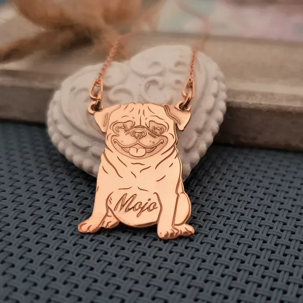 Lantisor cu pandantiv PUG - Argint 925 placat cu Aur roz