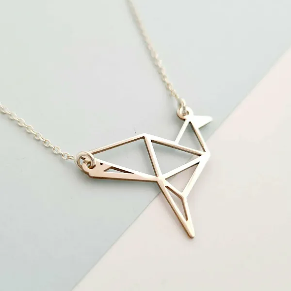 Lantisor personalizat - Origami Cocor - Argint 925