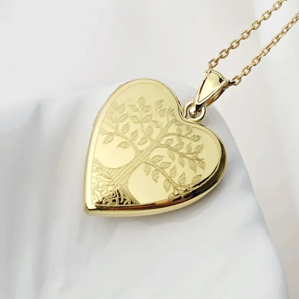 Medalion inima cu poze in interior - Eternal Love Tree - Argint 925 placat cu Aur Galben 18K