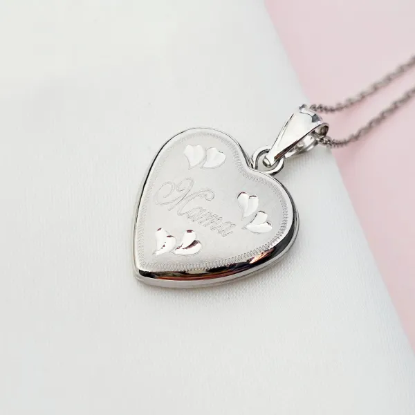 Medalion inima cu poze in interior - Mama Engraved - Argint 925