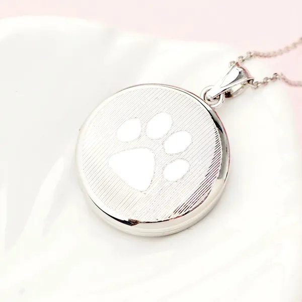 Medalion rotund cu poze in interior - My Paw - Argint 925 Rodiat