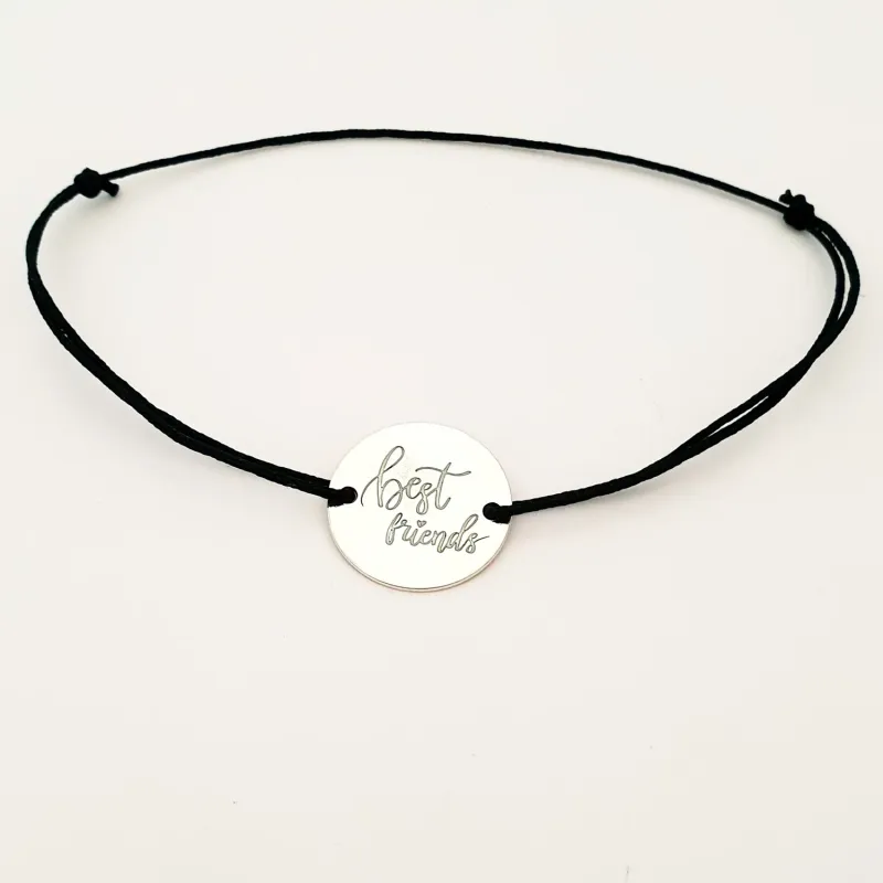 Bratara Best friends - Argint 925, snur negru picture - 8