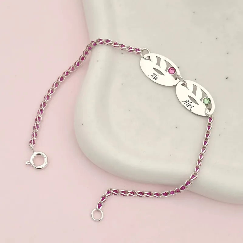 Bratara cromatica - Frunze personalizate - Model cu lant impletit cu Zirconii - Argint 925 si cristale Swarovski picture - 5