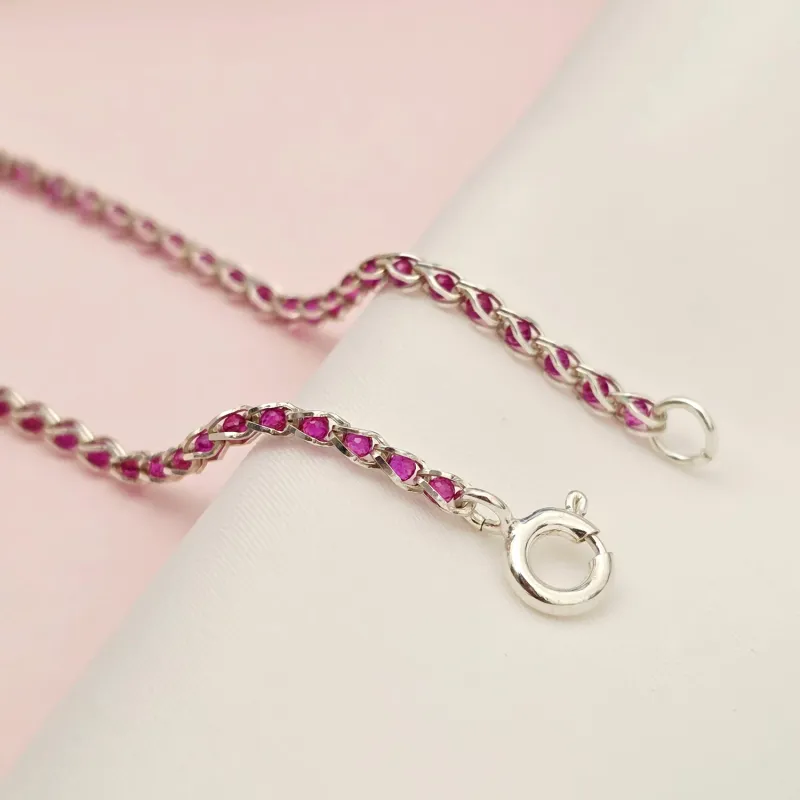 Bratara cromatica - Frunze personalizate - Model cu lant impletit cu Zirconii - Argint 925 si cristale Swarovski picture - 6