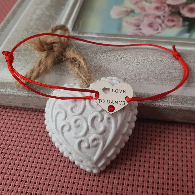 Bratara - I love to dance - Argint 925, cristal Swarovski si snur rosu picture - 5