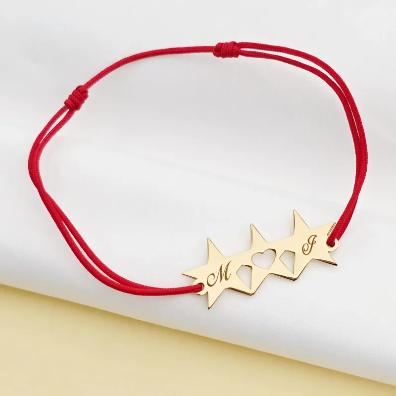 Bratara IMPREUNA - Constelatia mamei -  3 stelute personalizate - Argint 925 placat cu Aur Galben 18K - Snur reglabil picture - 2