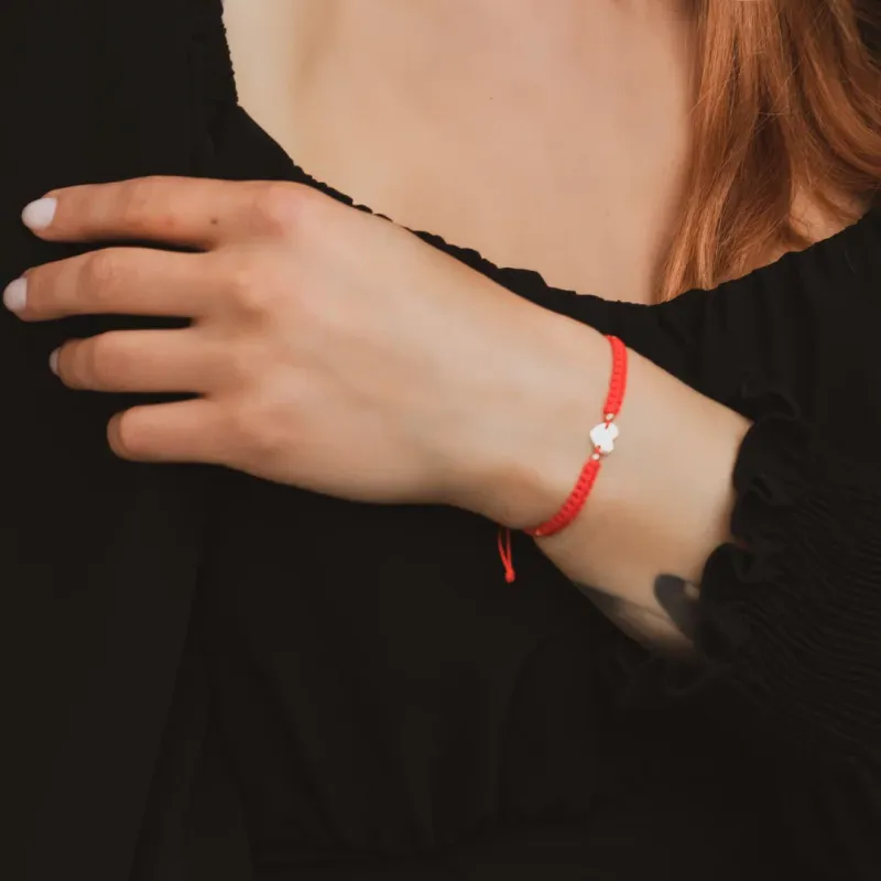 Bratara personalizata - Inima cu 4 bilute de 3 mm - Aur Galben  14K - Snur impletit reglabil picture - 2