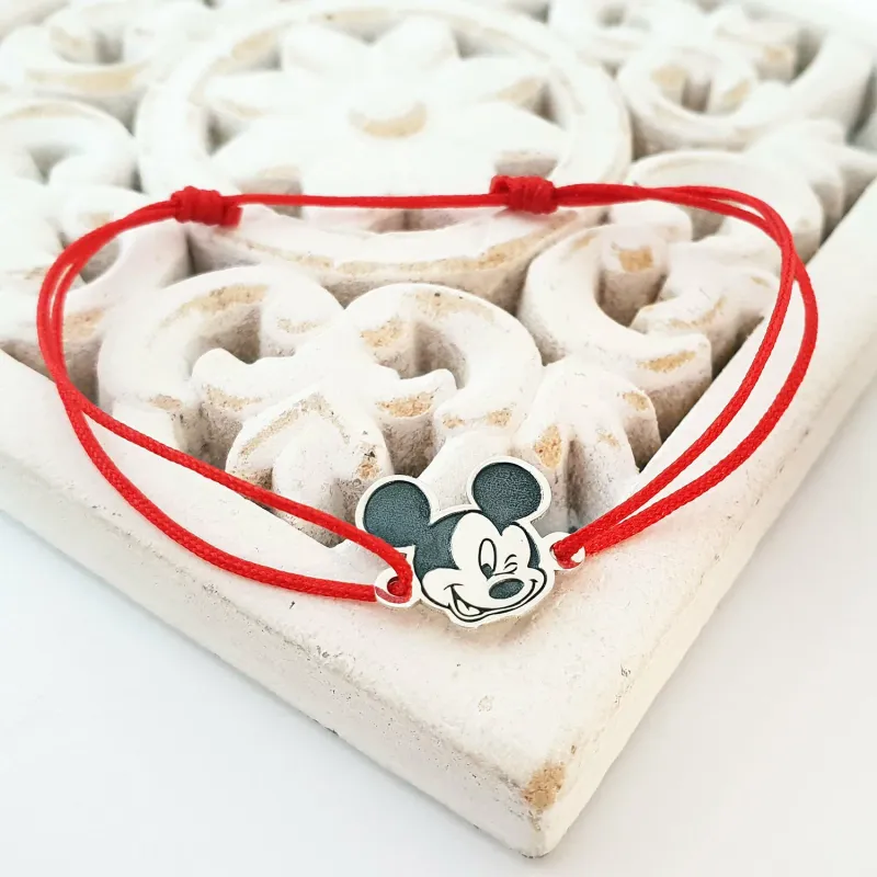 Bratara personaj - Mickey Mouse - model decupat - Argint 925 - snur reglabil picture - 2
