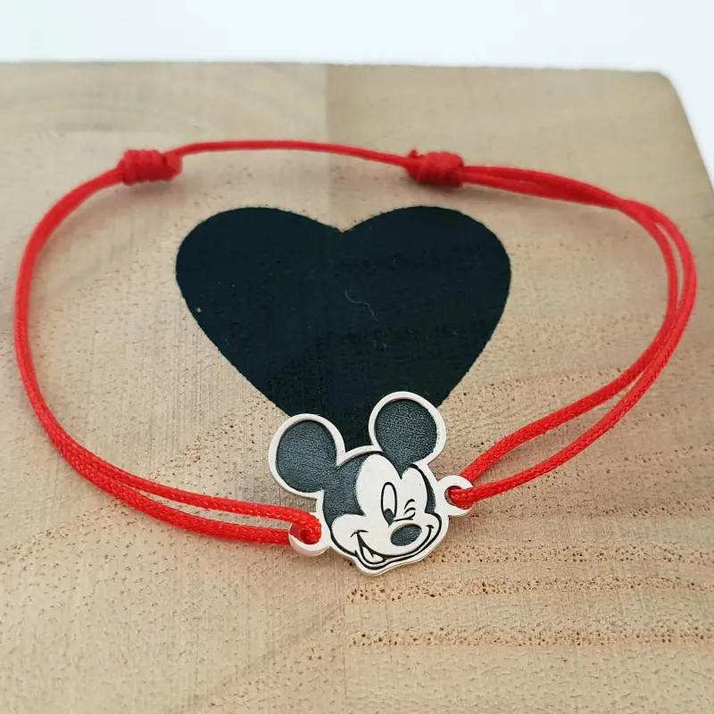 Bratara personaj - Mickey Mouse - model decupat - Argint 925 - snur reglabil picture - 3