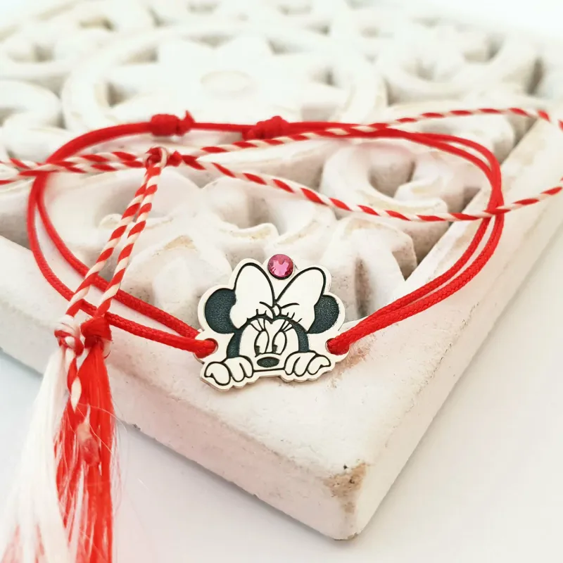 Bratara personaj - Minnie Mouse - model decupat - Argint 925 - cristal Swarovski -  snur reglabil picture - 10