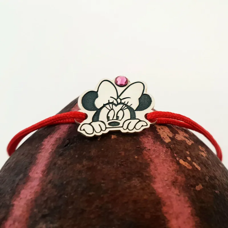 Bratara personaj - Minnie Mouse - model decupat - Argint 925 - cristal Swarovski -  snur reglabil picture - 2