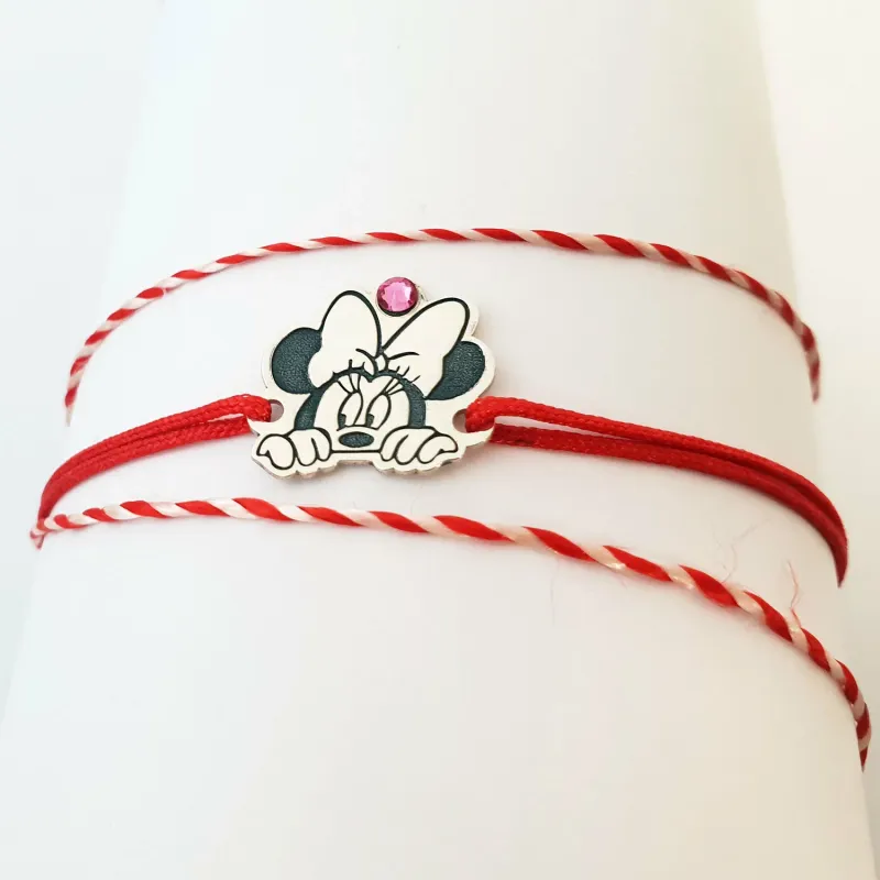 Bratara personaj - Minnie Mouse - model decupat - Argint 925 - cristal Swarovski -  snur reglabil picture - 9