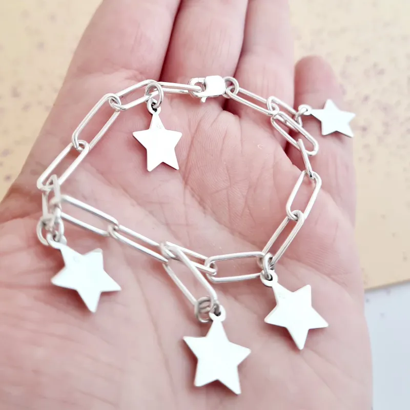 Bratara personalizata - Star Elements - Lant cu zale dreptunghiulare - Argint 925 picture - 2