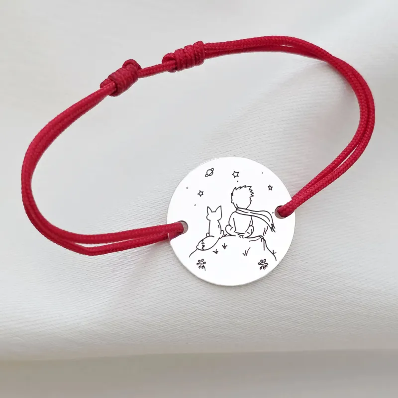 Bratara personalizata - Micul print - banut de 15 mm - Argint 925 - snur reglabil picture - 2