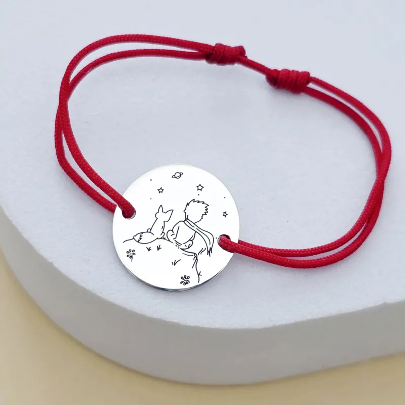 Bratara personalizata - Micul print - banut de 15 mm - Argint 925 - snur reglabil picture - 3