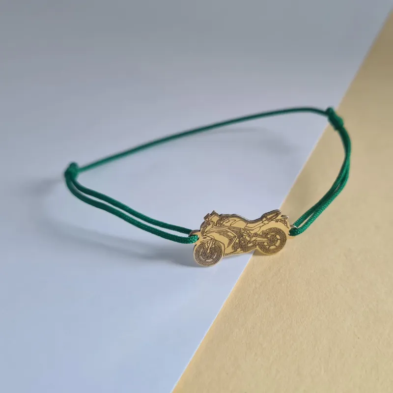 Bratara personalizata - Motocicleta Kawasaki - Aur Galben 14K - Snur reglabil diverse culori picture - 5