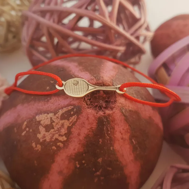 Bratara Racheta de Tenis - Aur Galben 14k - snur reglabil picture - 7