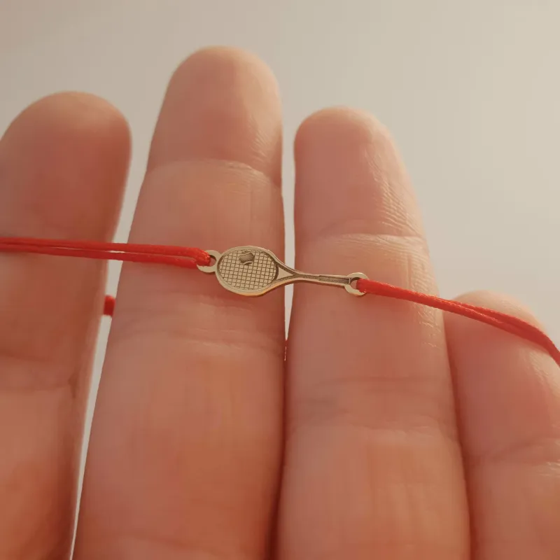 Bratara Racheta de Tenis - Aur Galben 14k - snur reglabil picture - 2