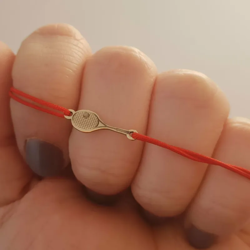Bratara Racheta de Tenis - Aur Galben 14k - snur reglabil picture - 6