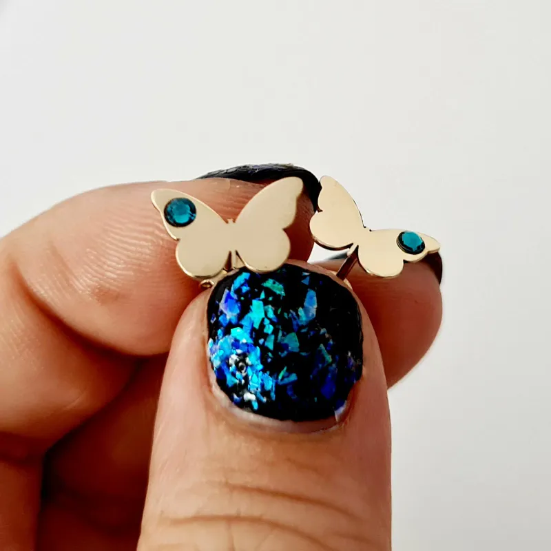 Cercei fluture - model simplu cu cristal Swarovski - Aur Galben 14K - inchidere surub picture - 6