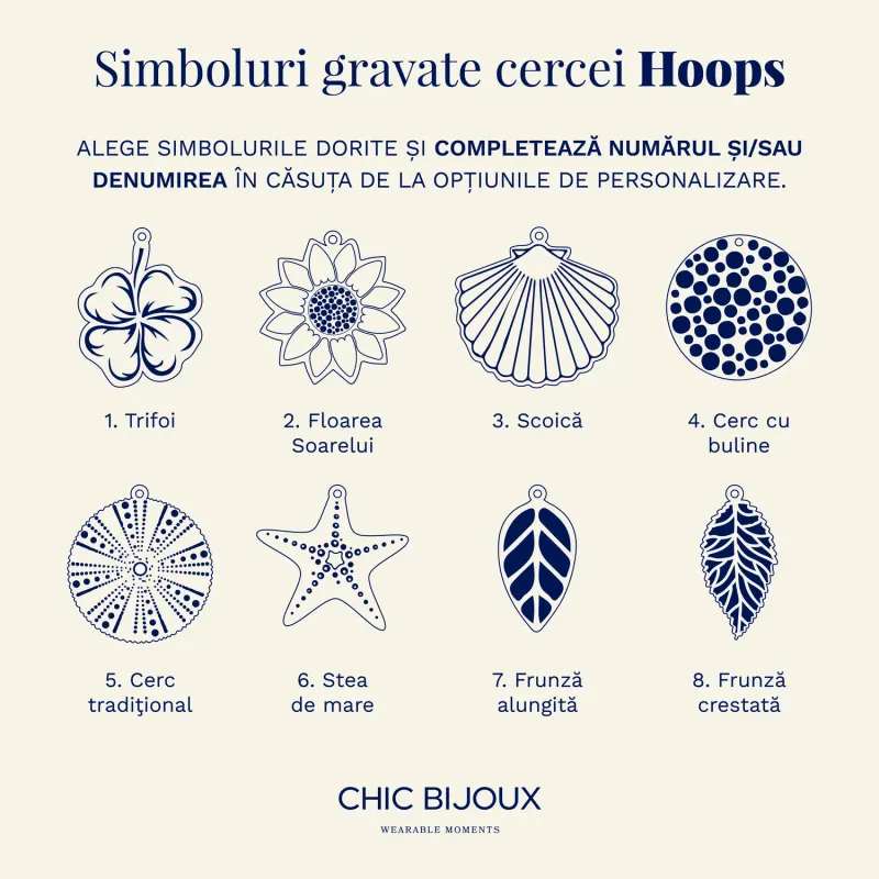 Cercei rotunzi BIG HOOPS cu simboluri decorate - Argint 925 - Inchizatoare surub picture - 10