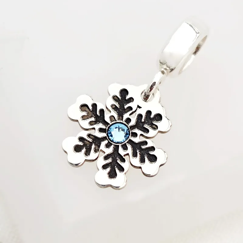 Charm personalizat Craciun - Fulg de zapada - Argint 925 - cristal Swarovski