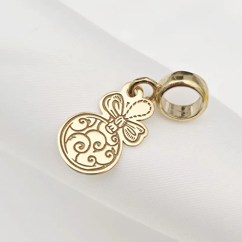 Charm personalizat Craciun - Glob - Argint 925 placat cu Aur galben 18K